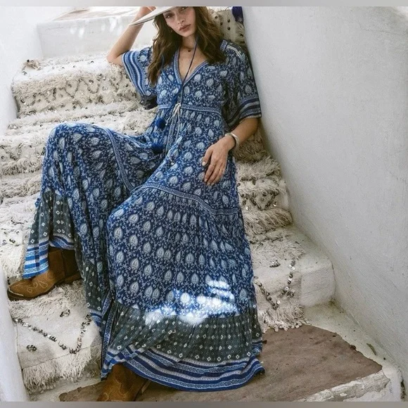 Spell and The Gypsy Collective RARE Oracle Indigo Dress/ Duster, Size Medium - Picture 2 of 10